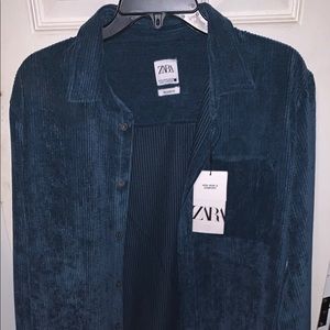 Blue corduroy button up from Zara
